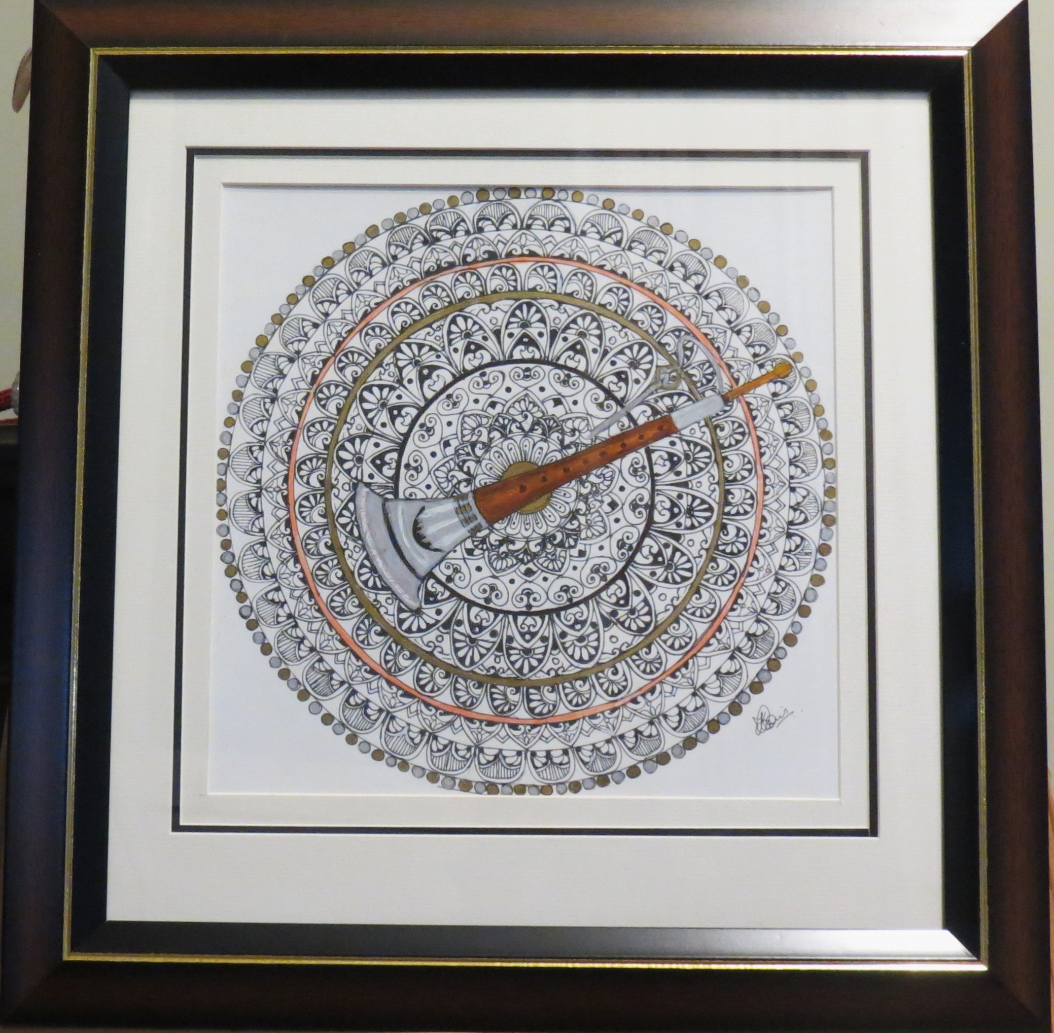 Melodic Shehnai Monochrome Mandala